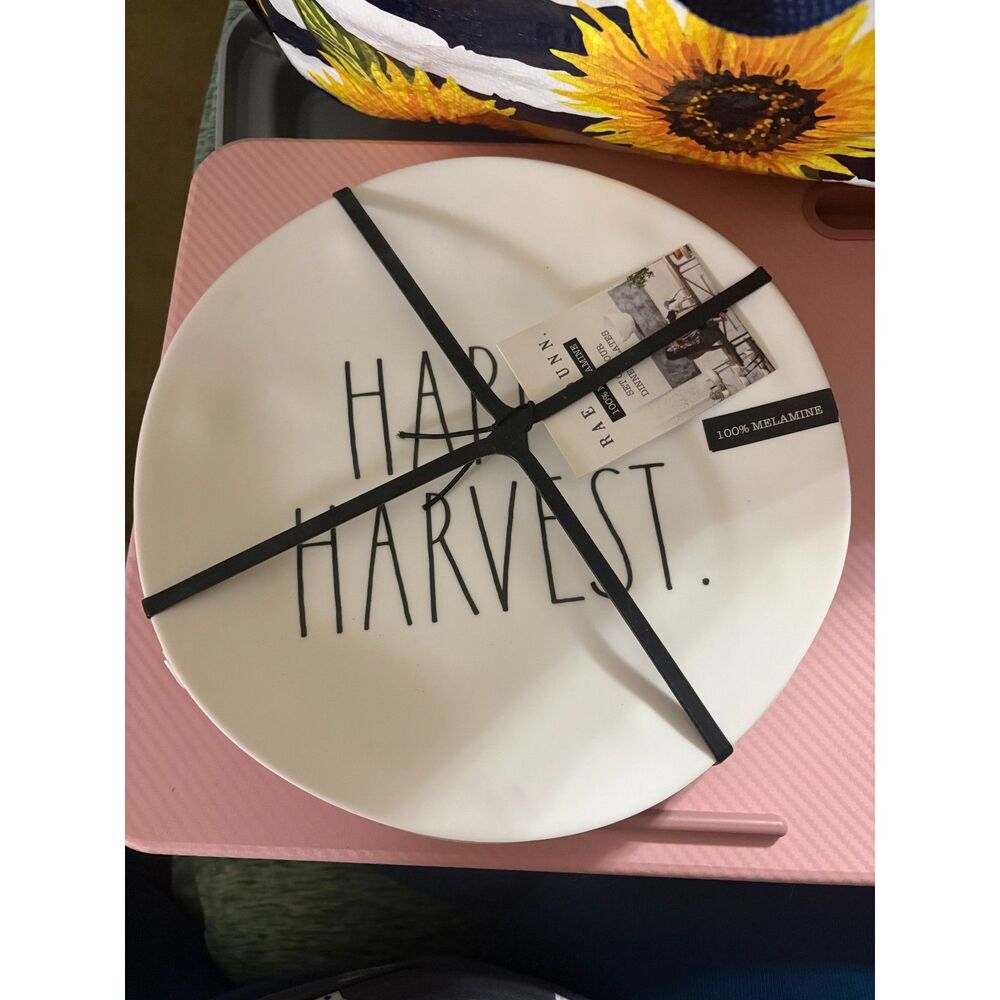 Happy harvest set of 4 dinner plates rae dunn